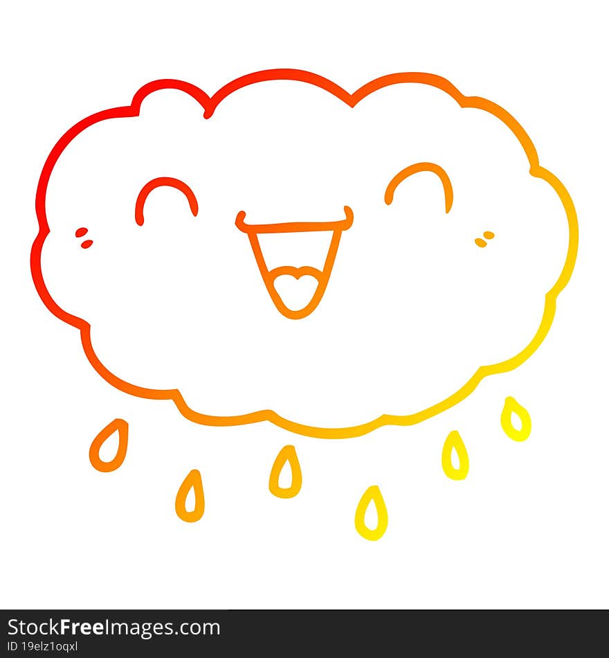 warm gradient line drawing happy cartoon cloud