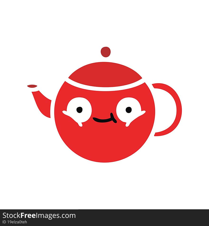 Flat Color Retro Cartoon Teapot