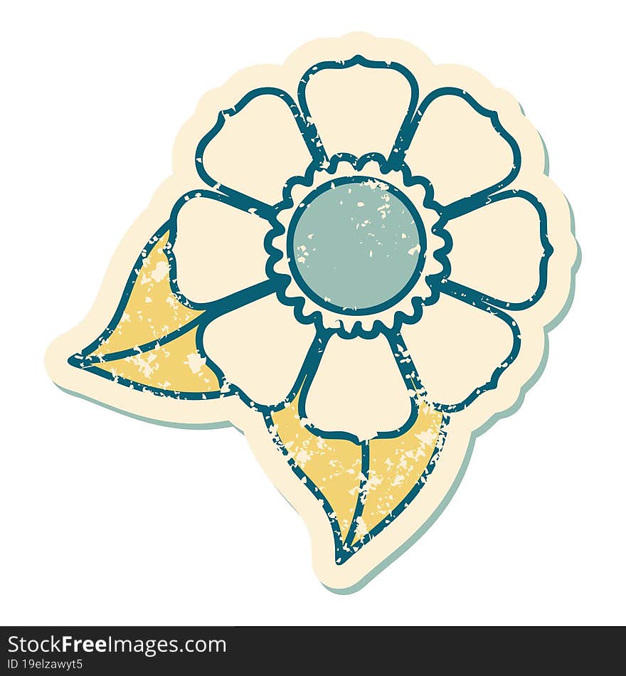 iconic distressed sticker tattoo style image of a flower. iconic distressed sticker tattoo style image of a flower