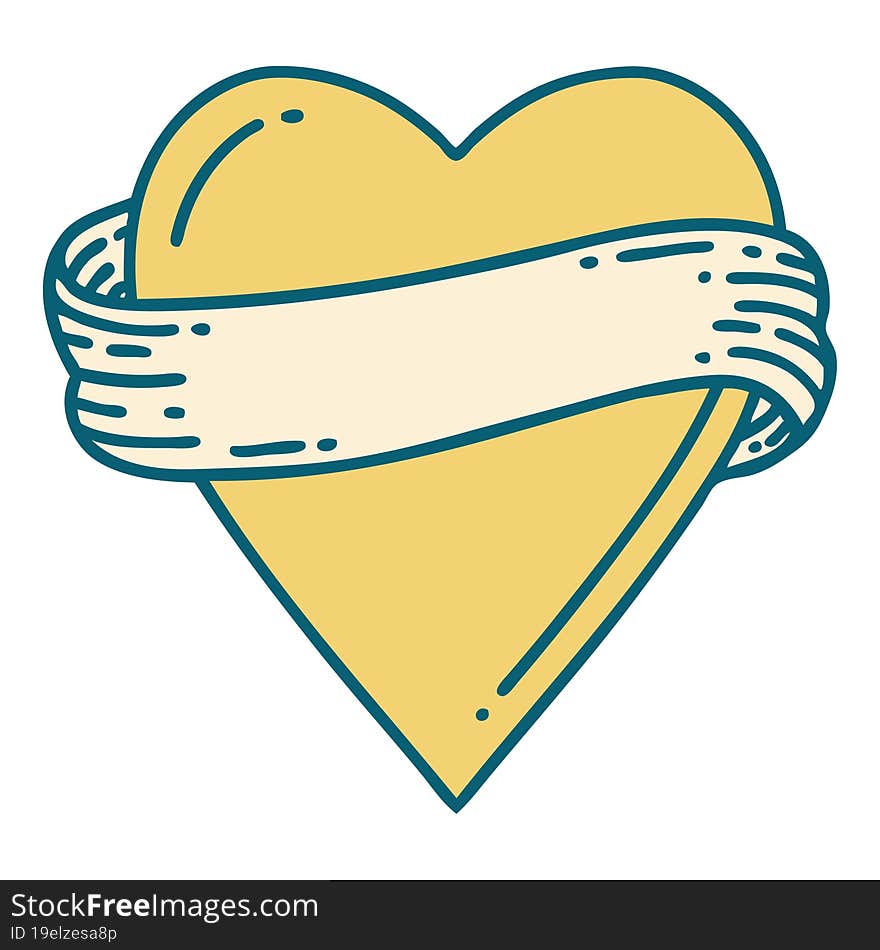 Tattoo Style Icon Of A Heart And Banner