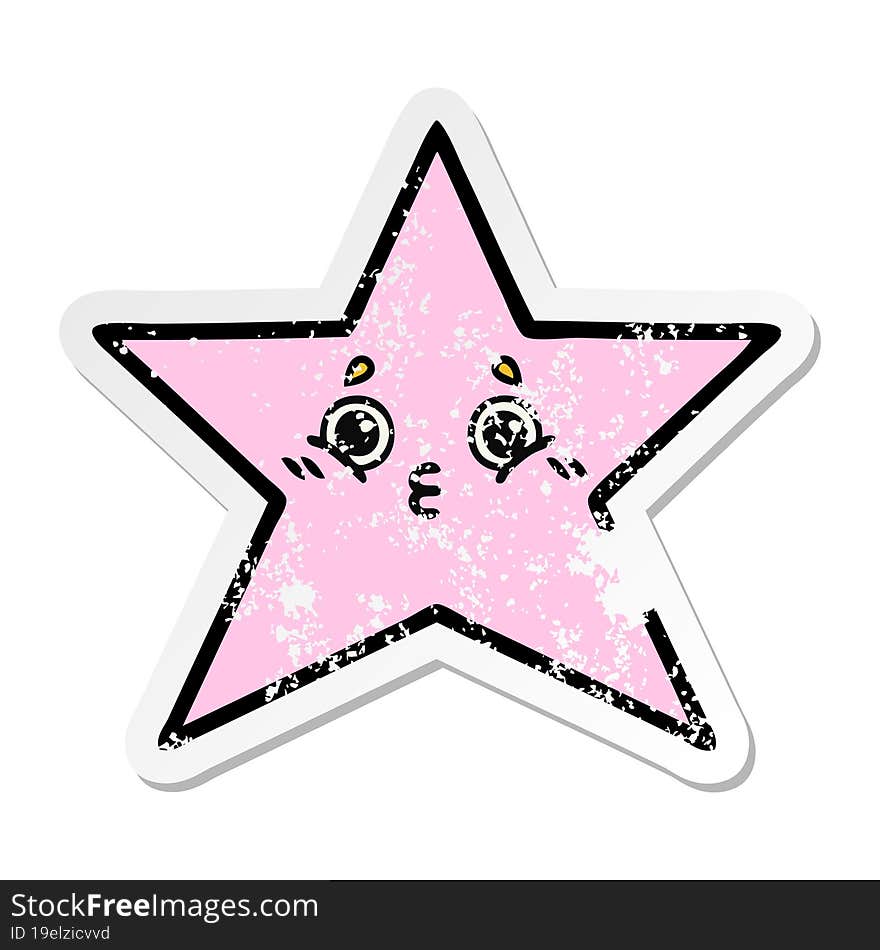 distressed sticker of a cute cartoon star fish