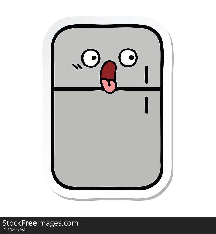 Sticker Of A Cute Cartoon Fridge Freezer