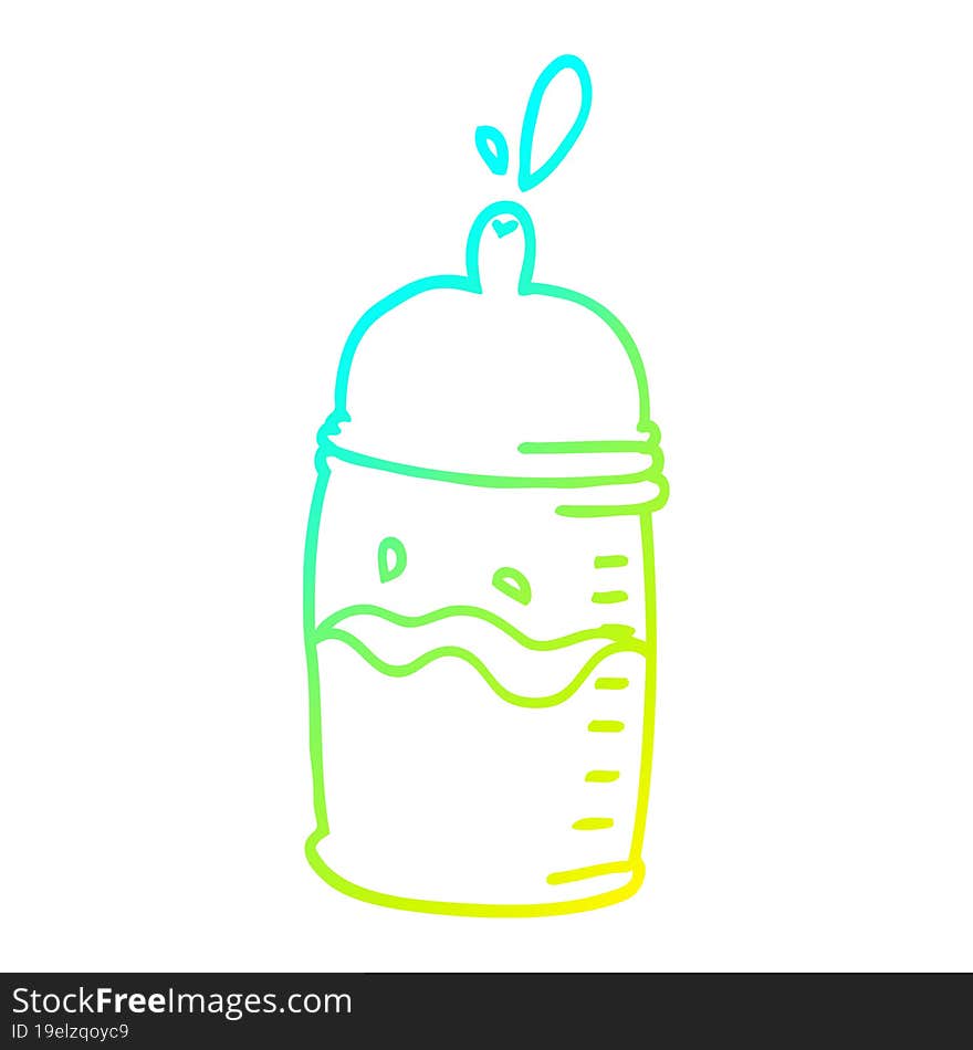 cold gradient line drawing cartoon baby bottle