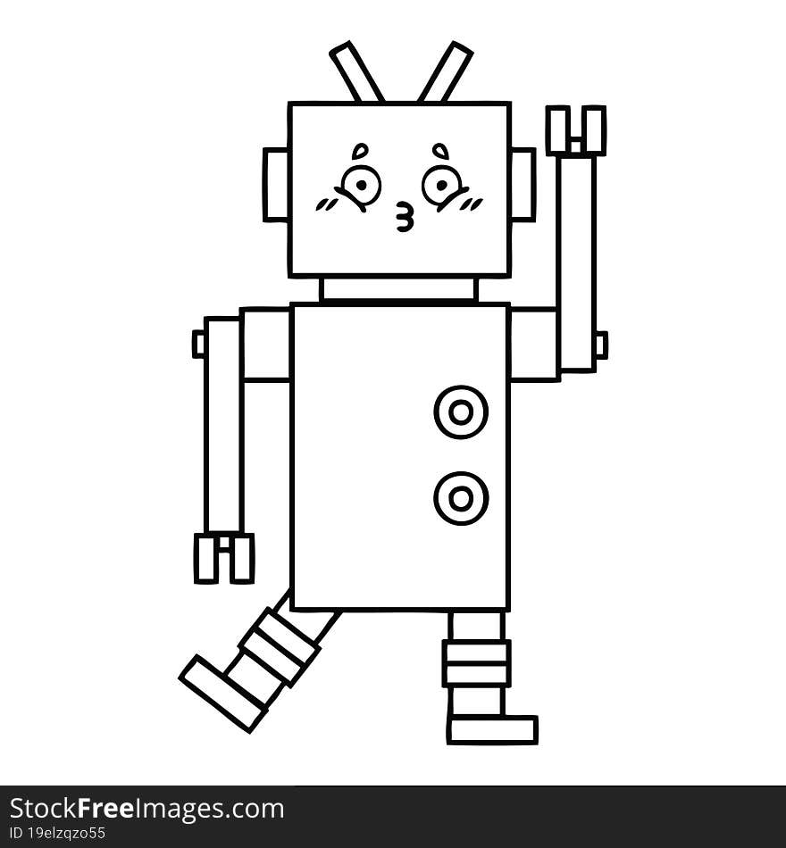 line drawing cartoon of a robot. line drawing cartoon of a robot