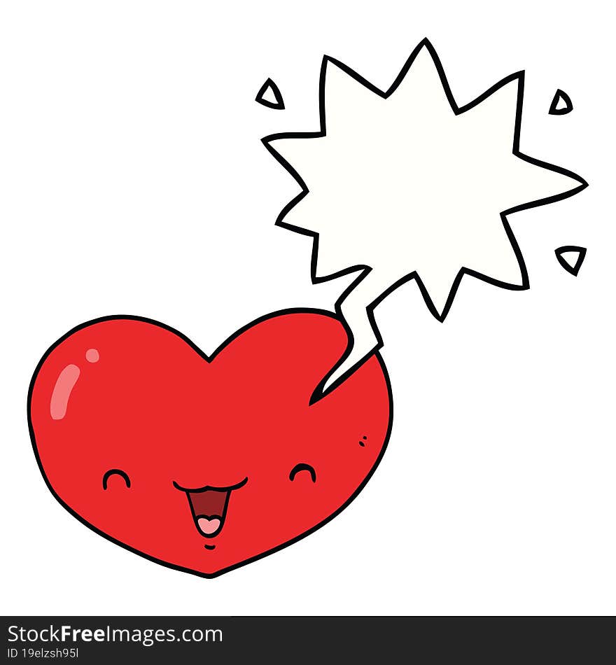 cartoon love heart character with speech bubble