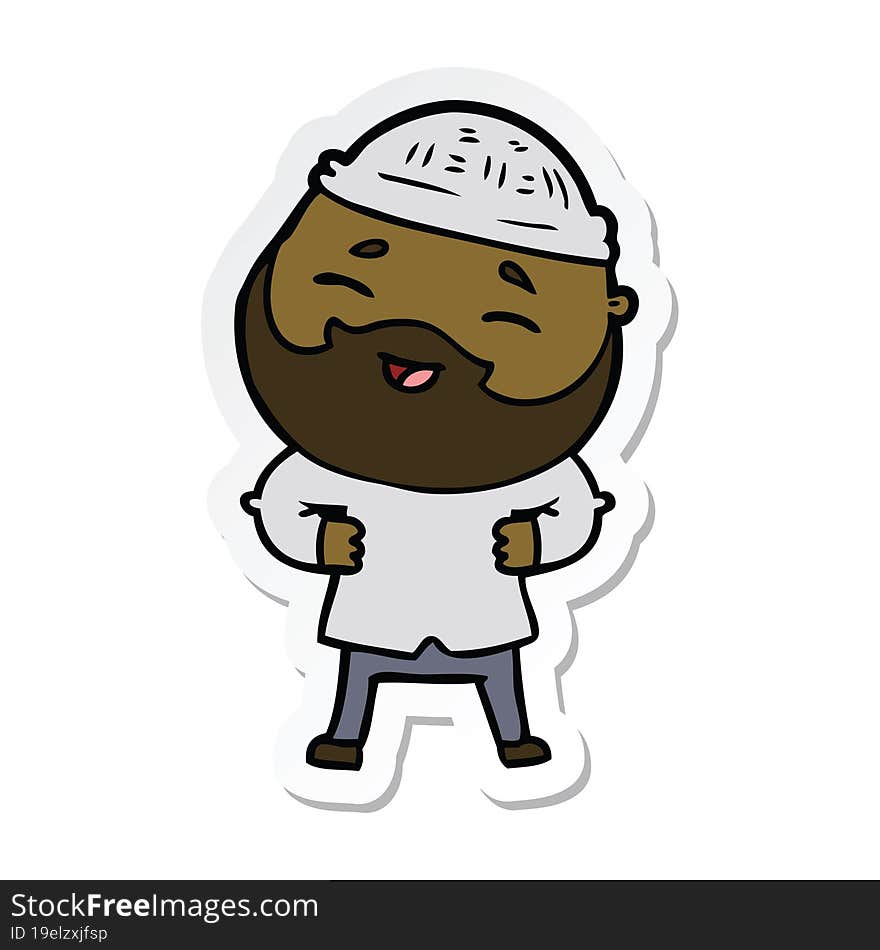 sticker of a cartoon happy bearded man