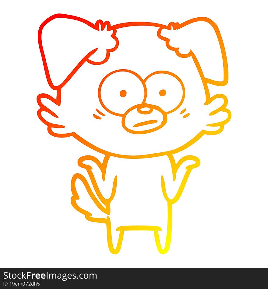 warm gradient line drawing nervous dog cartoon