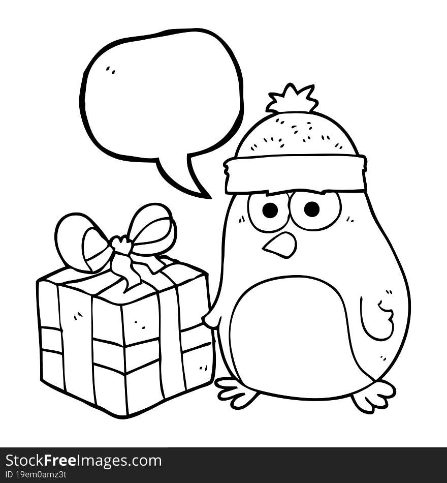 speech bubble cartoon christmas robin