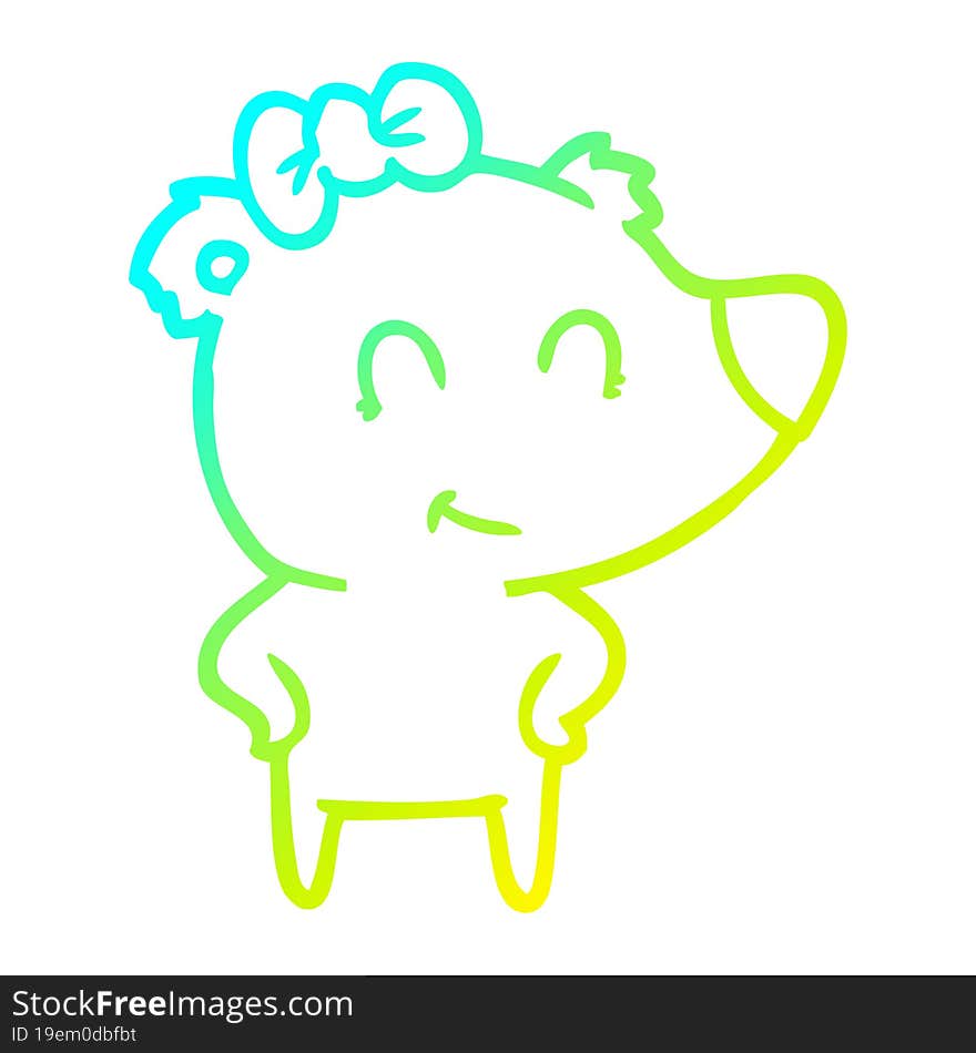 cold gradient line drawing female bear cartoon