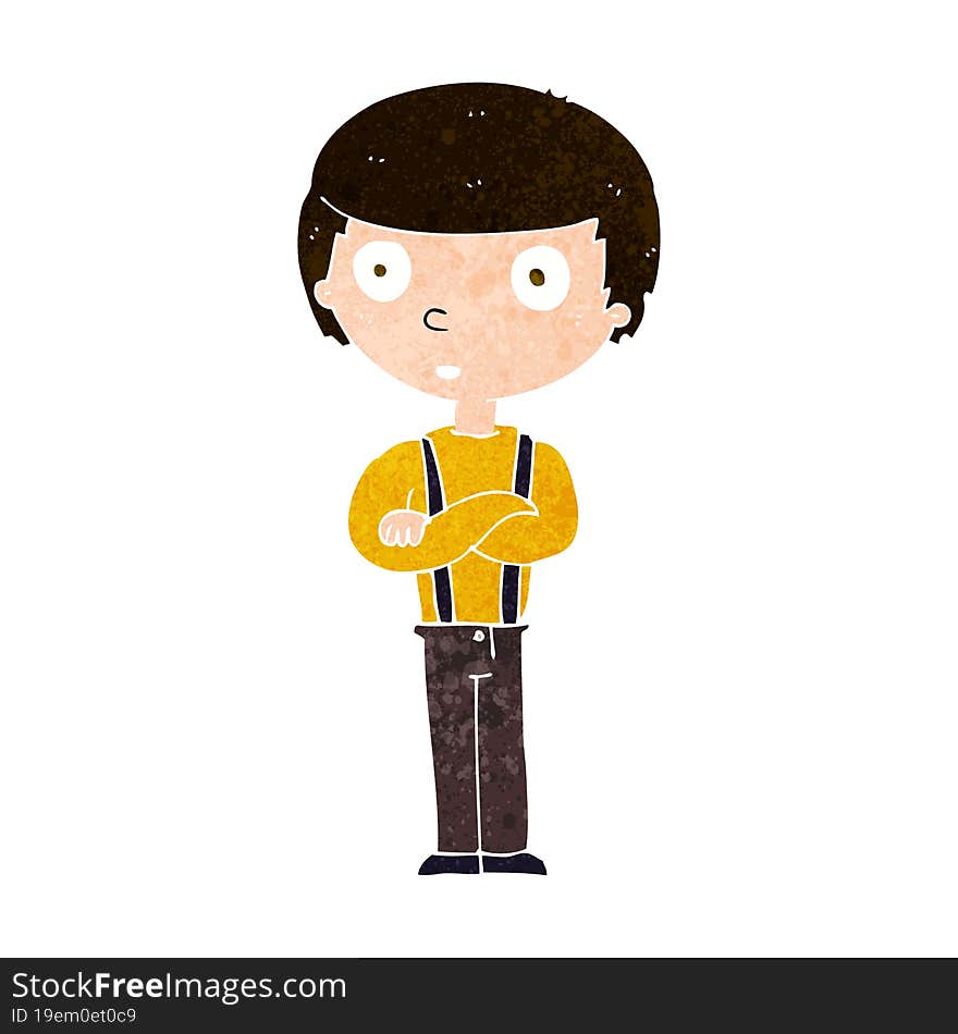 Cartoon Staring Boy With Folded Arms