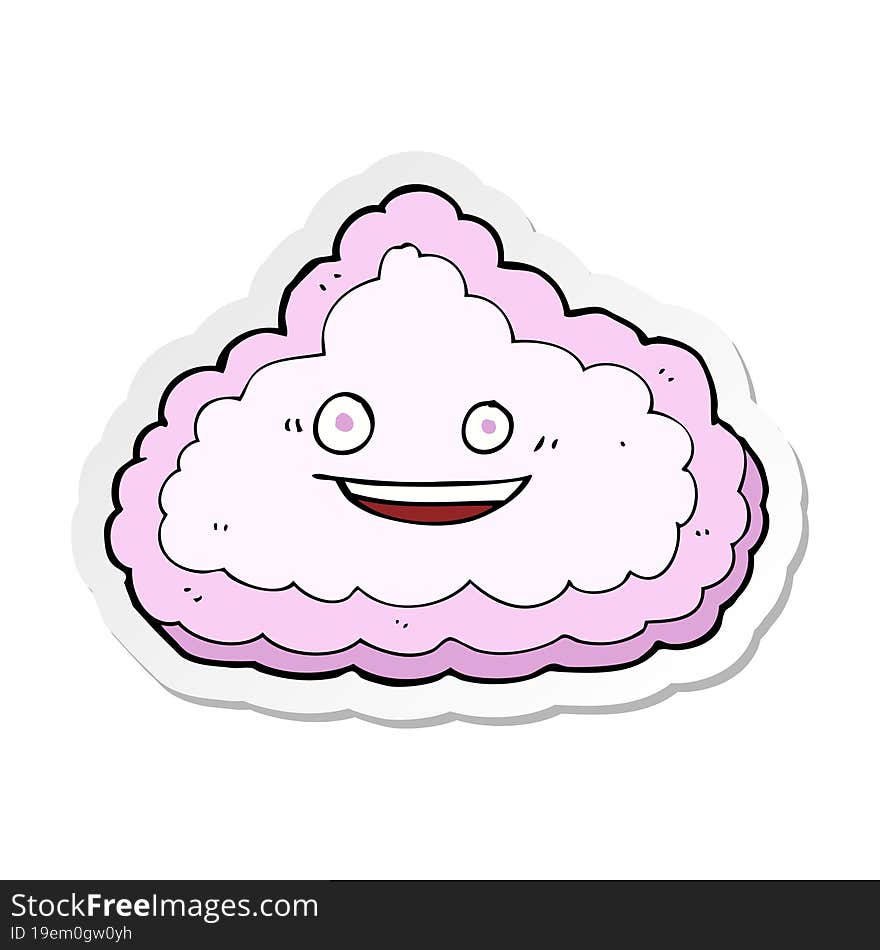 Sticker Of A Cartoon Happy Pink Cloud