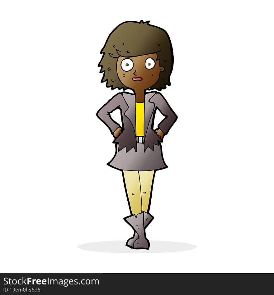 cartoon girl in jacket