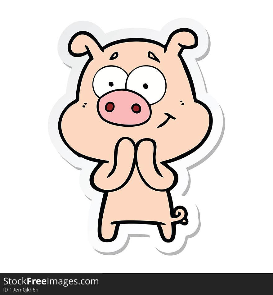 sticker of a happy cartoon pig