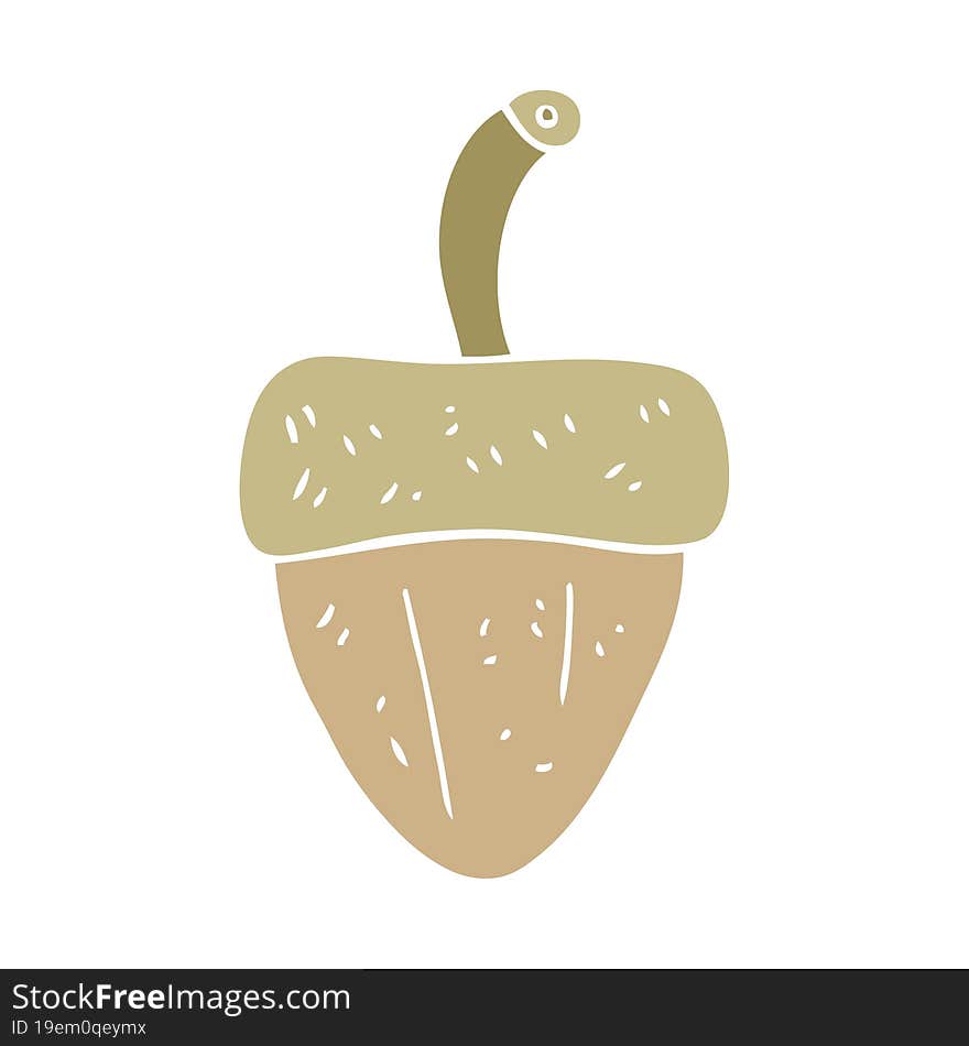 flat color illustration of a cartoon acorn