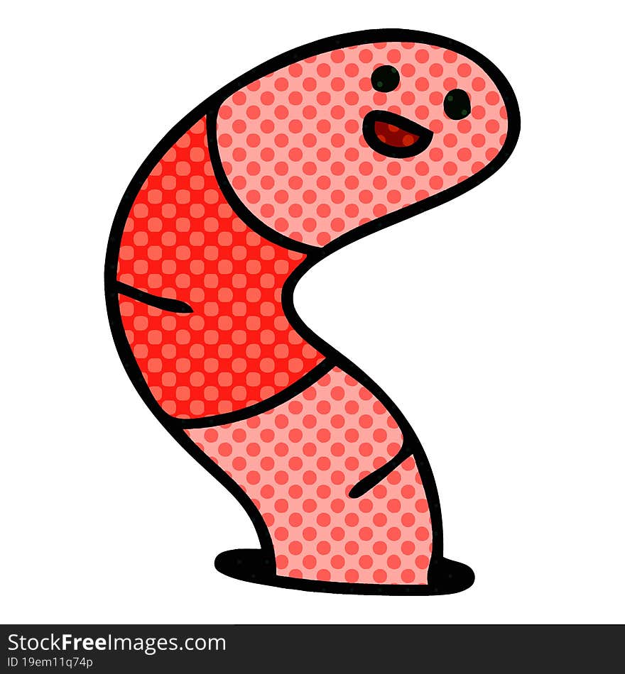 quirky comic book style cartoon worm