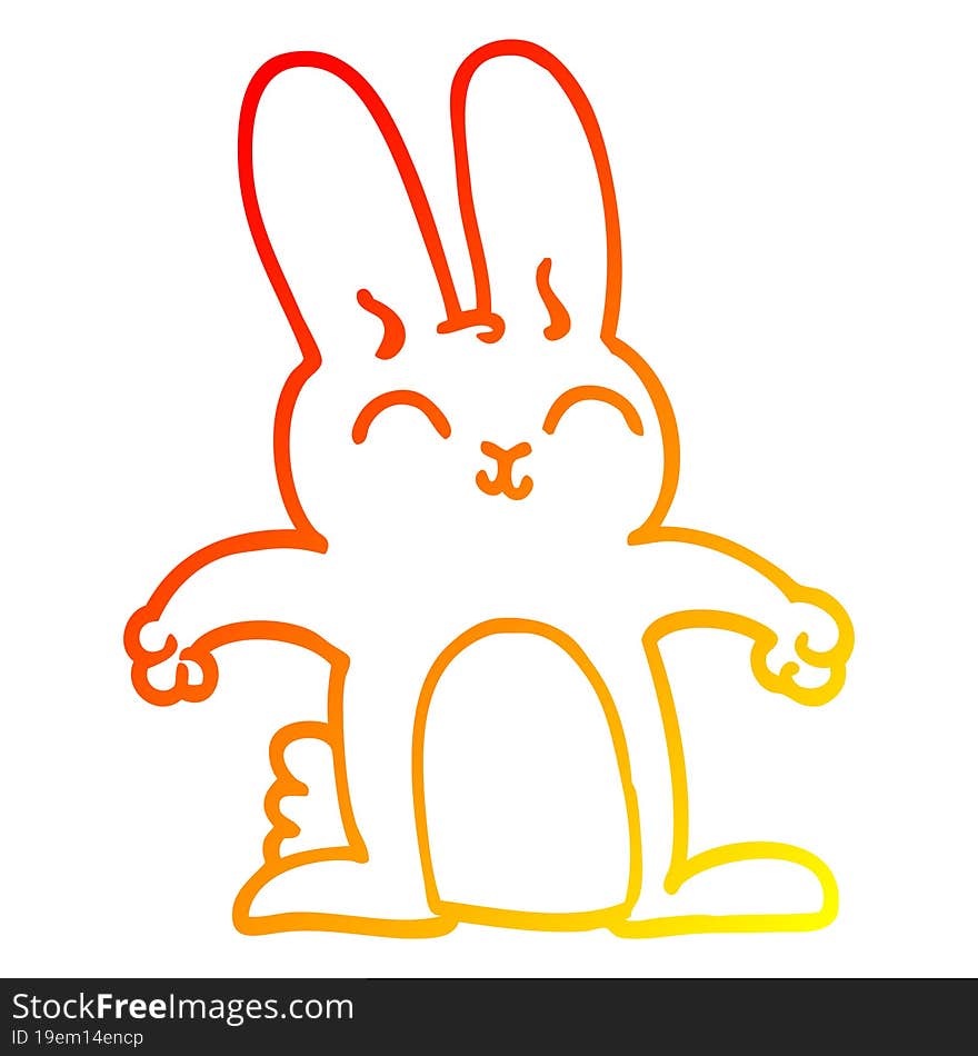 warm gradient line drawing of a cartoon grey rabbit