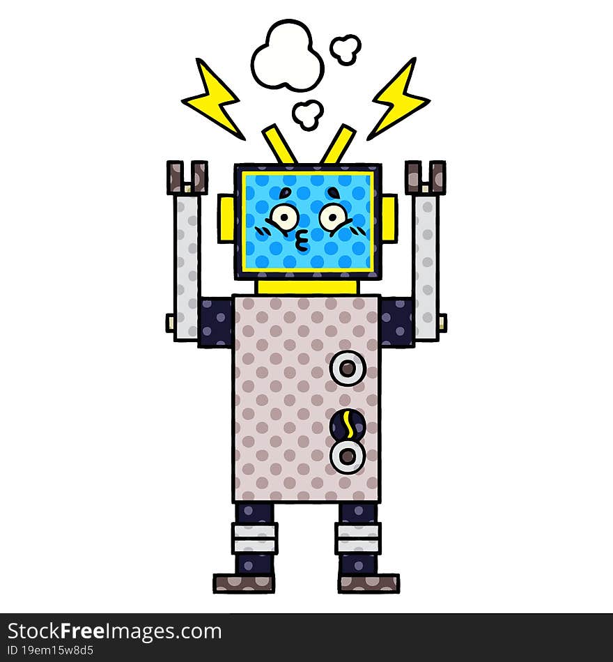 comic book style cartoon of a robot