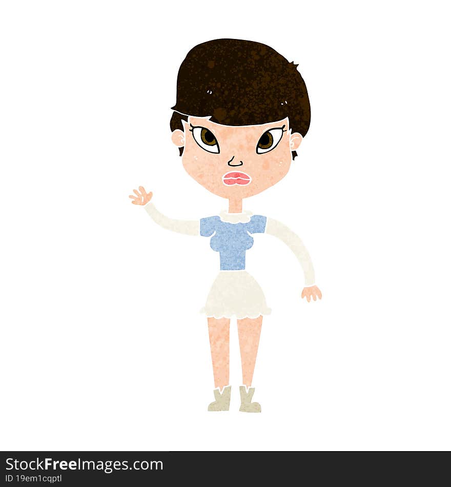 cartoon woman waving