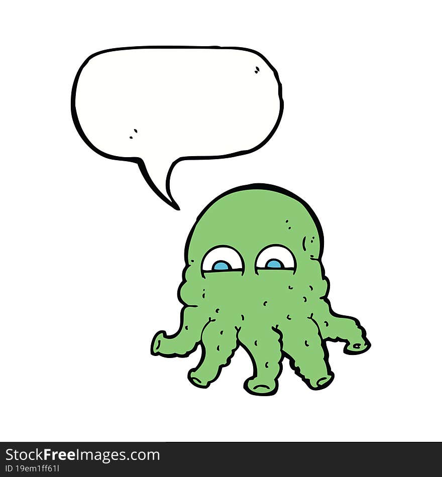 cartoon alien squid face with speech bubble