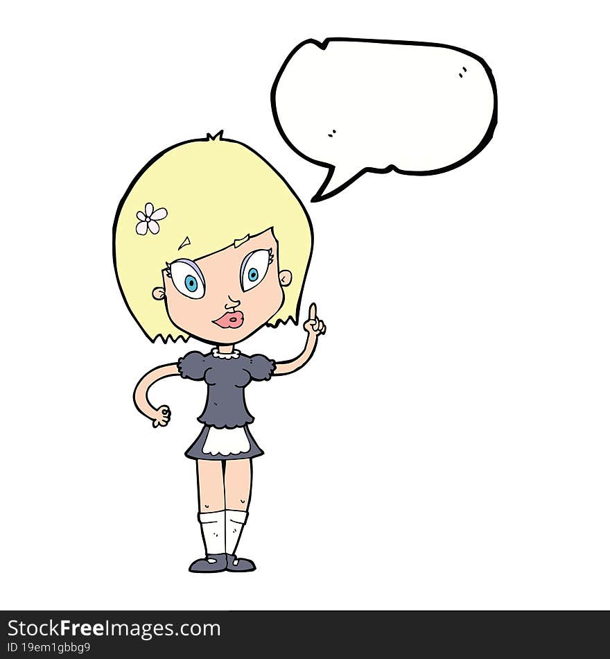 cartoon pretty maid with speech bubble