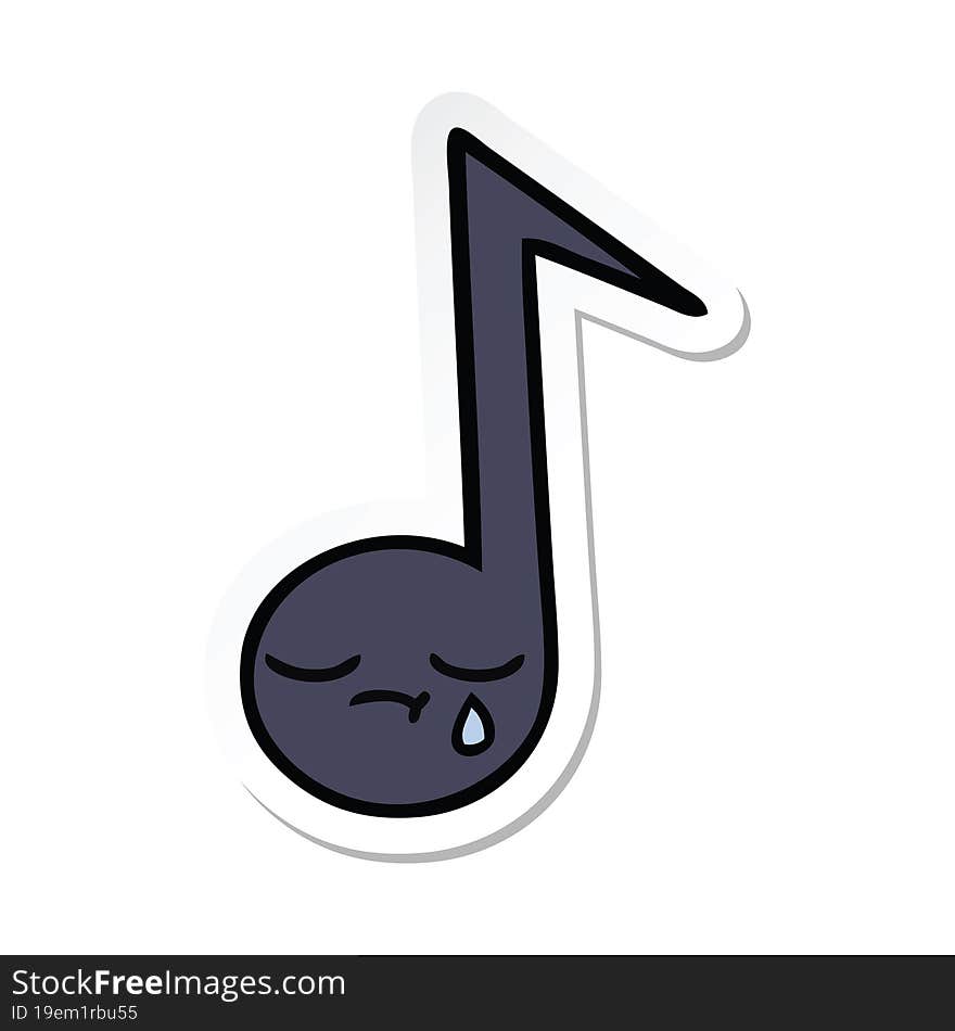 sticker of a cute cartoon musical note