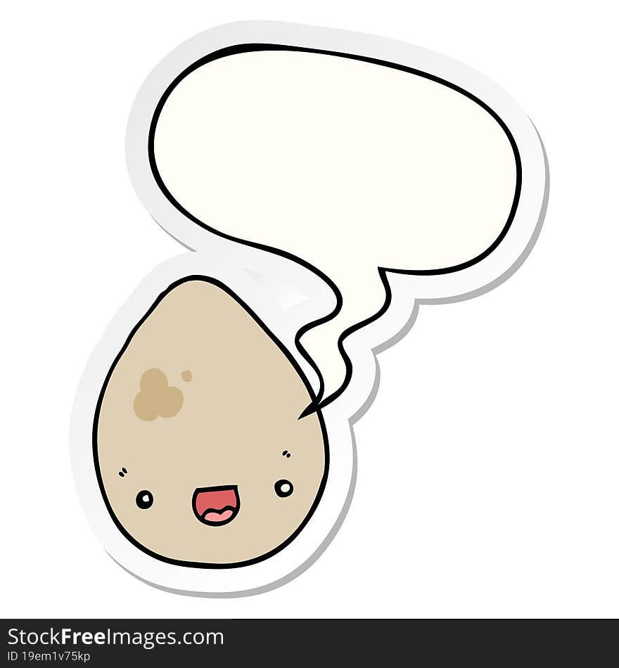 cartoon egg with speech bubble sticker. cartoon egg with speech bubble sticker