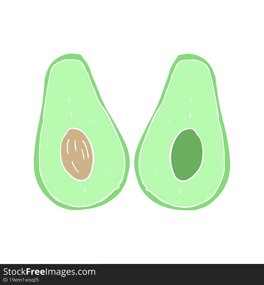 flat color illustration of a cartoon avocado