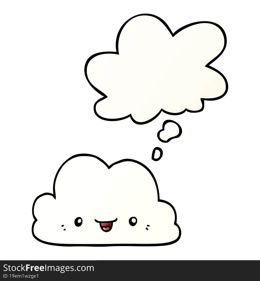 cute cartoon cloud and thought bubble in smooth gradient style