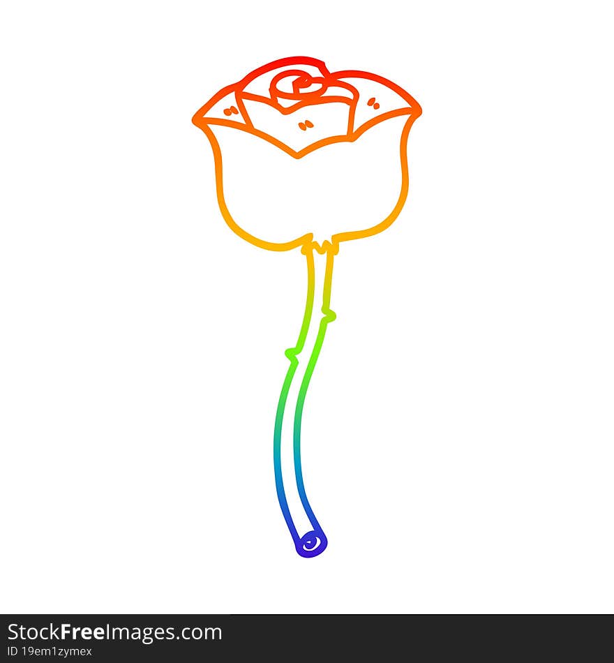 rainbow gradient line drawing cartoon rose