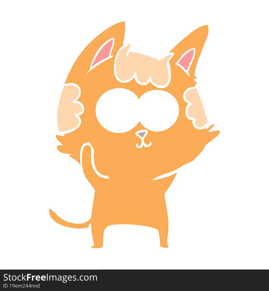 happy flat color style cartoon cat