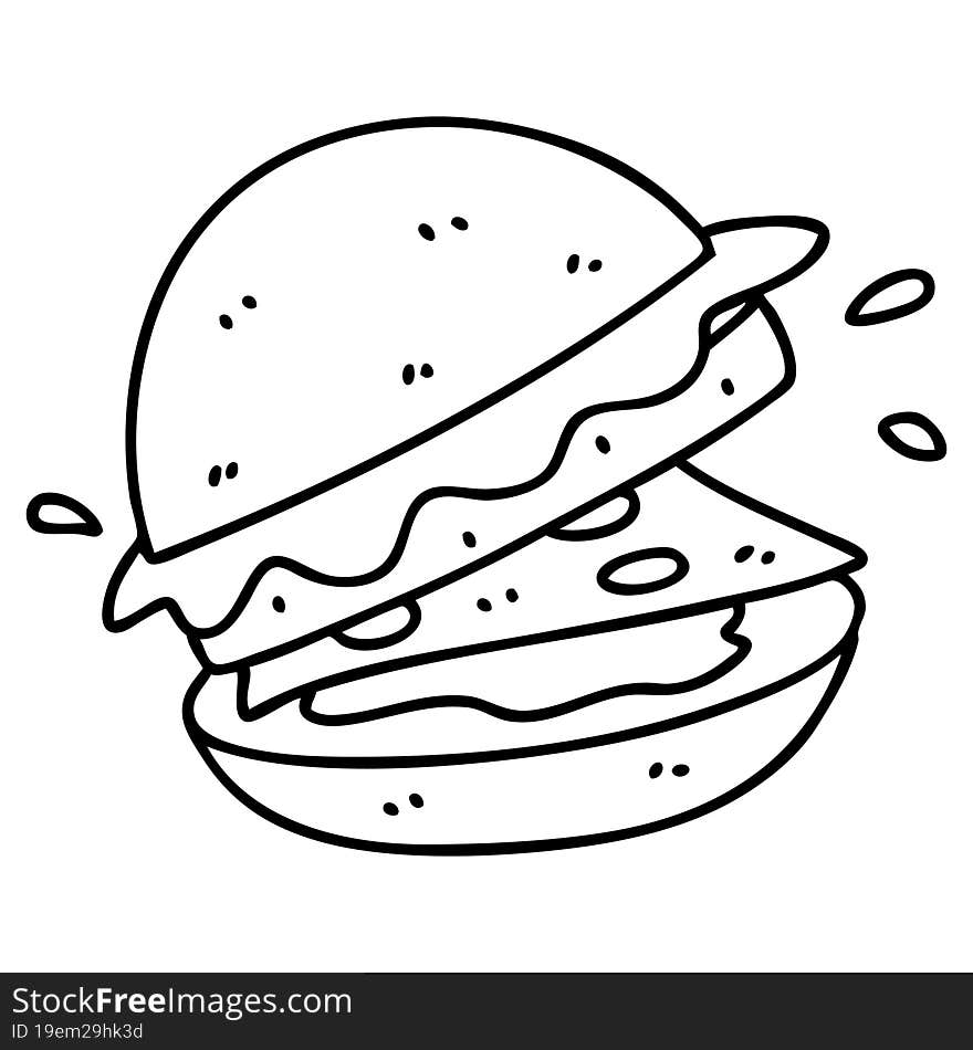 line doodle of a tasty burger