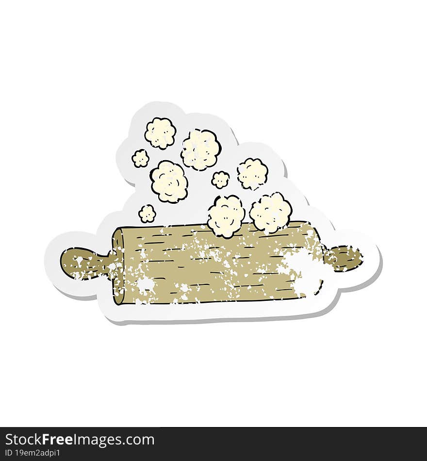 retro distressed sticker of a cartoon rolling pin