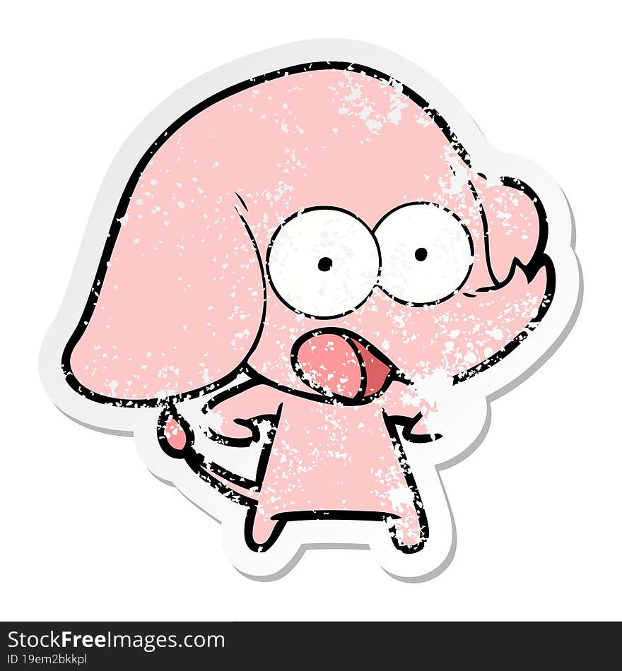 distressed sticker of a cute cartoon elephant