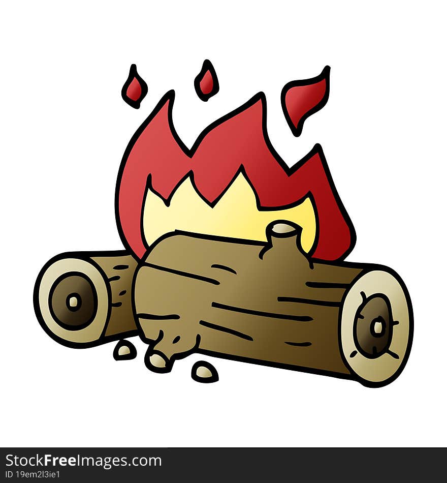 cartoon doodle burning logs