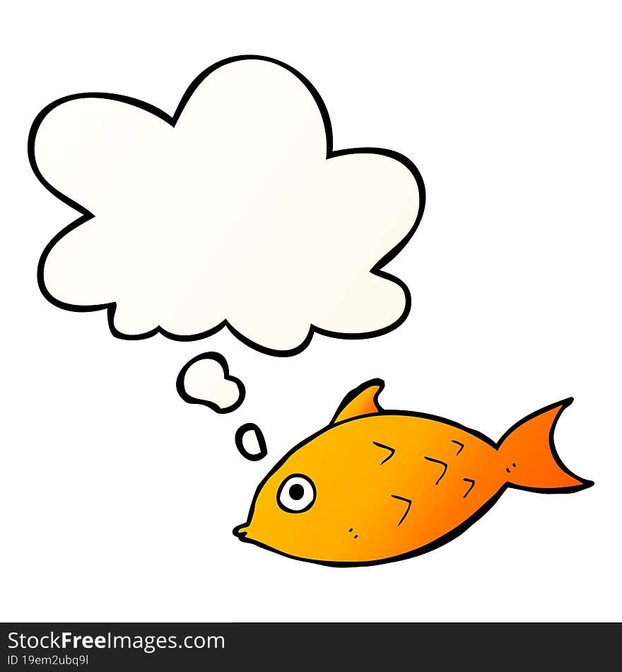 cartoon fish and thought bubble in smooth gradient style