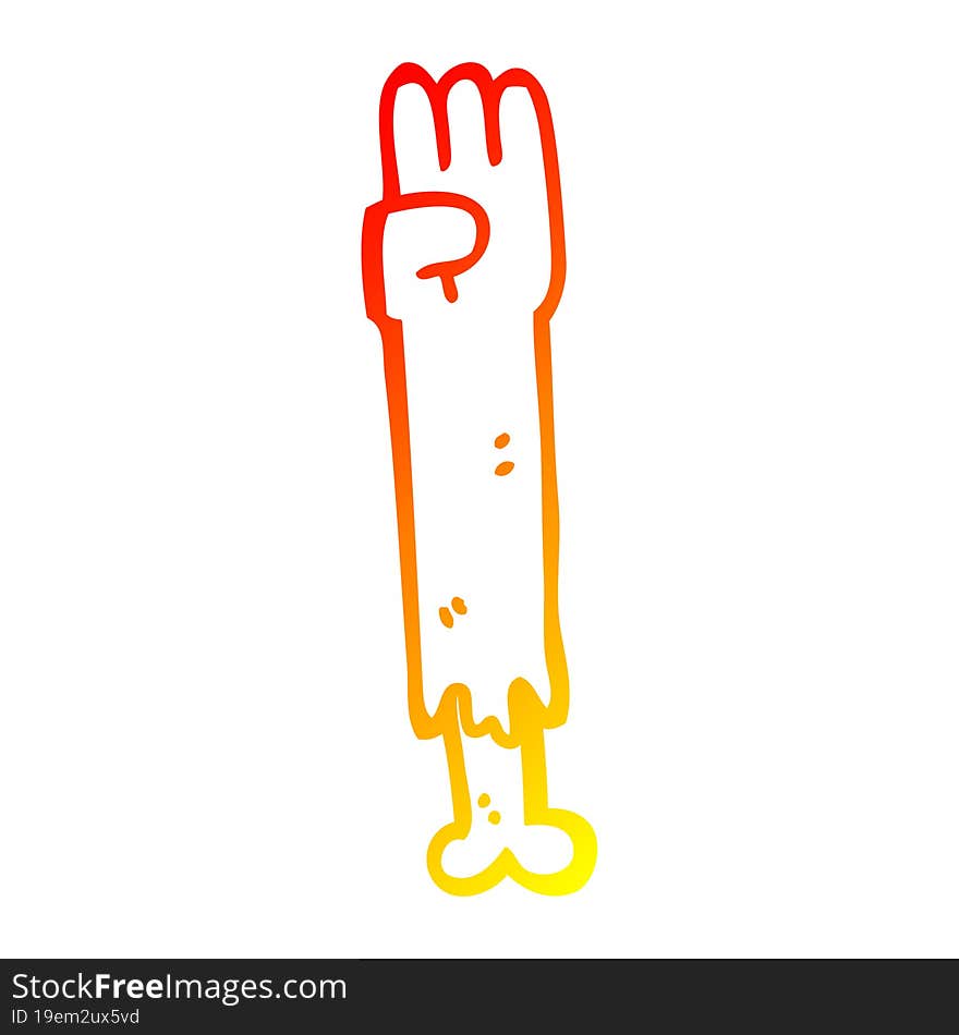 Warm Gradient Line Drawing Cartoon Zombie Arm