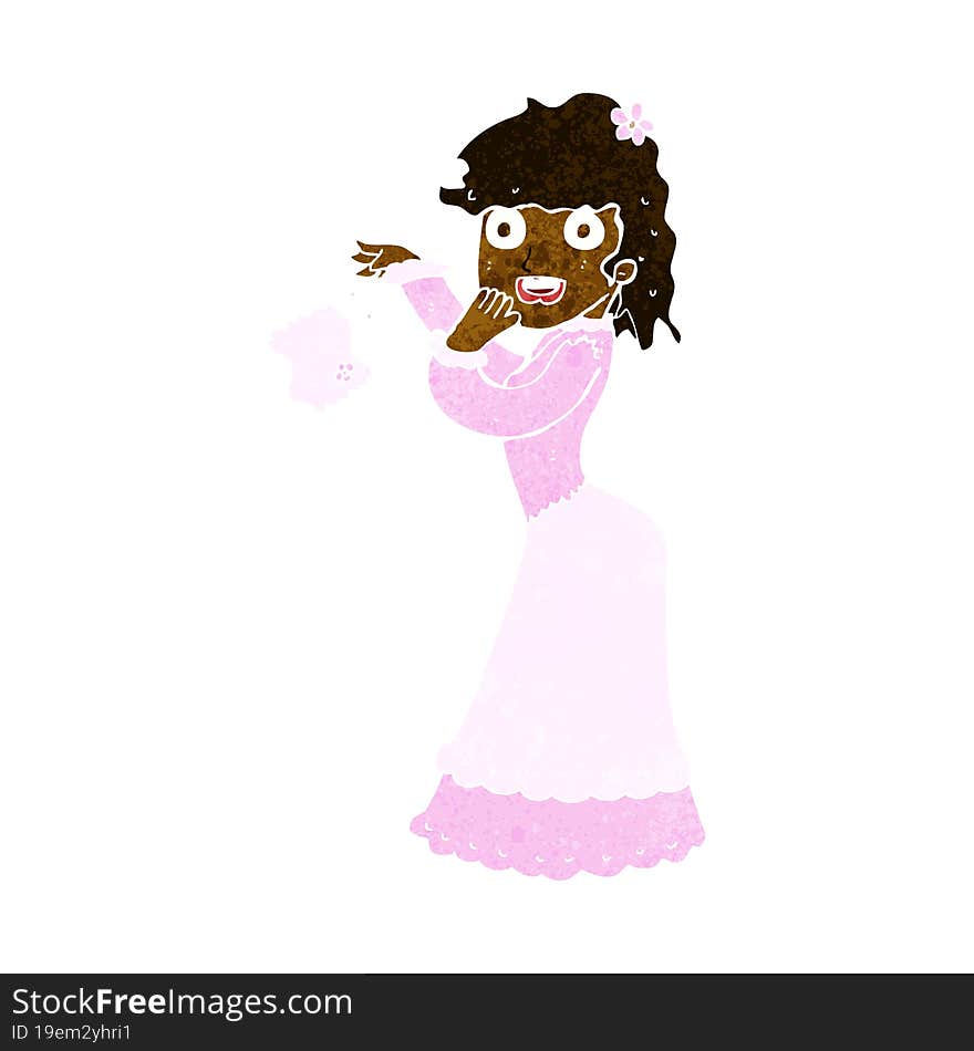 Cartoon Victorian Woman Dropping Handkerchief