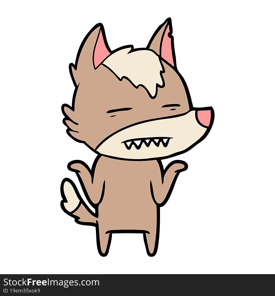 cartoon wolf showing teeth. cartoon wolf showing teeth