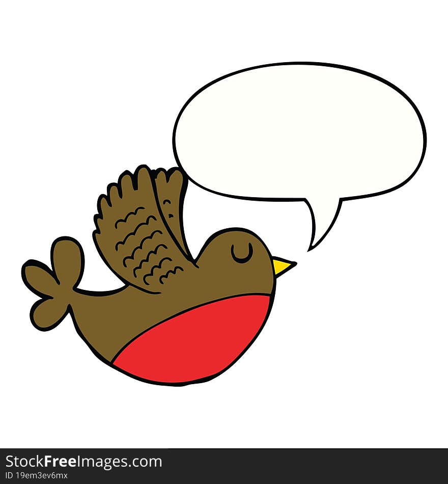 cartoon flying bird and speech bubble