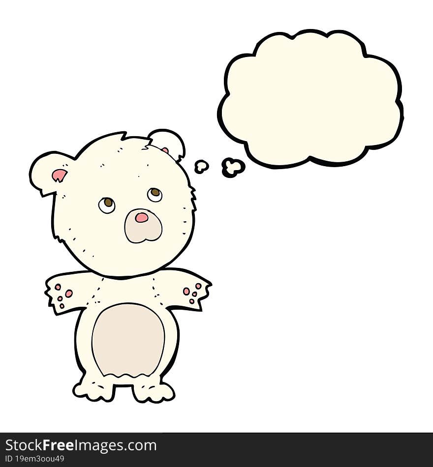 cartoon funny teddy bear with thought bubble