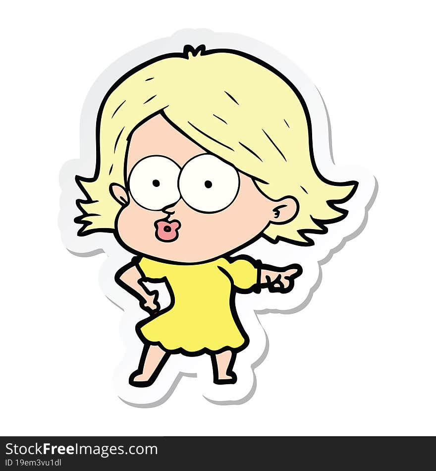 Sticker Of A Cartoon Girl Pouting