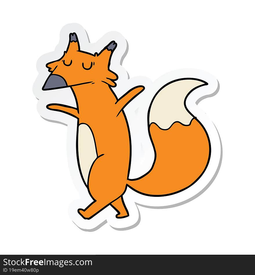 Sticker Of A Cartoon Fox