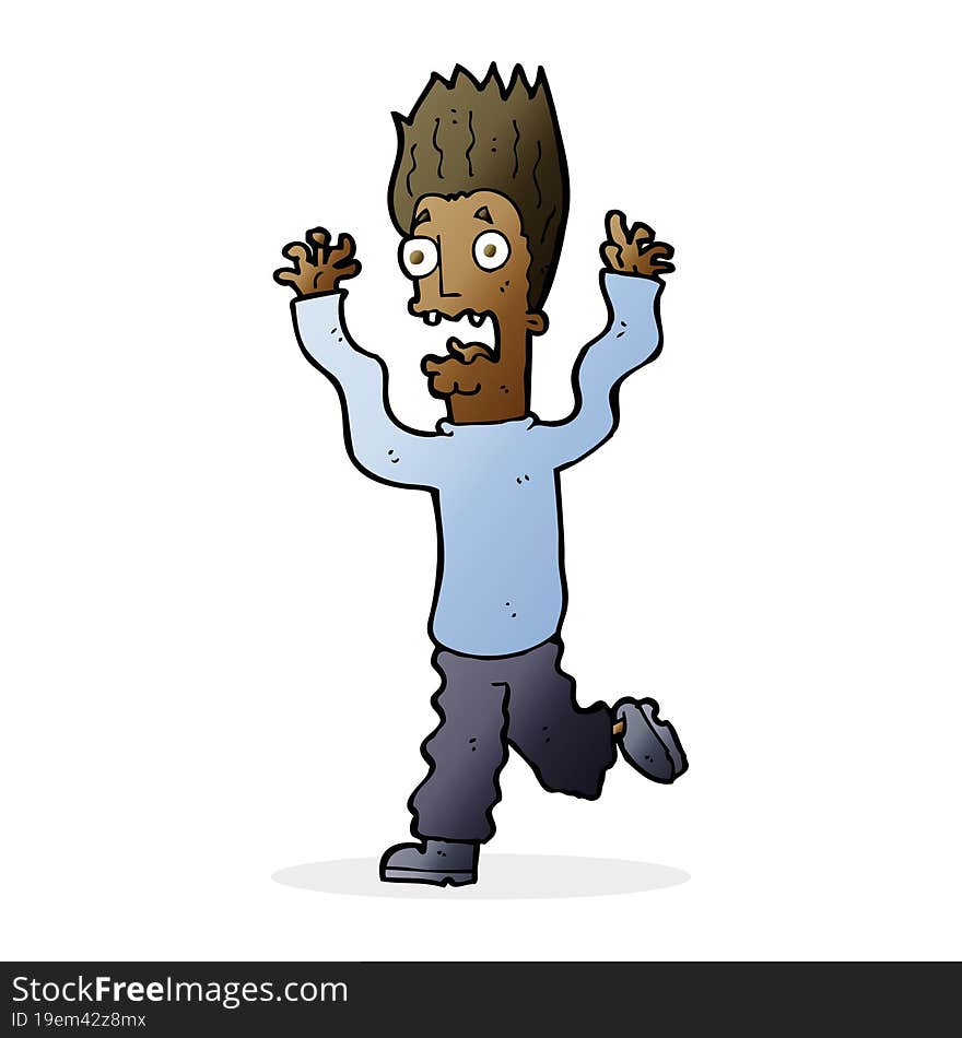 Cartoon Terrified Man