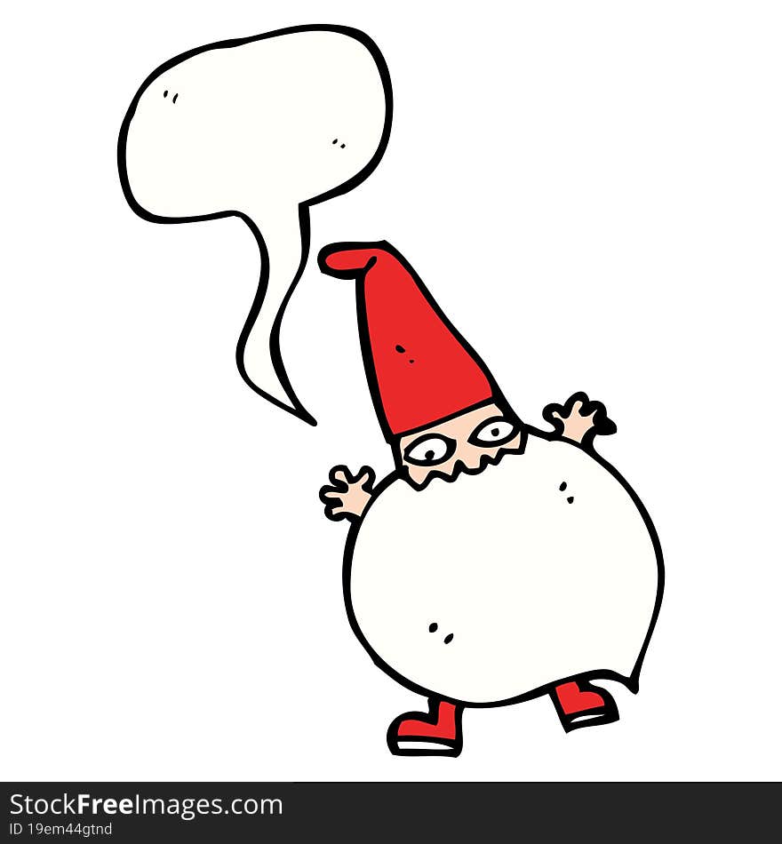 cartoon tiny santa with speech bubble