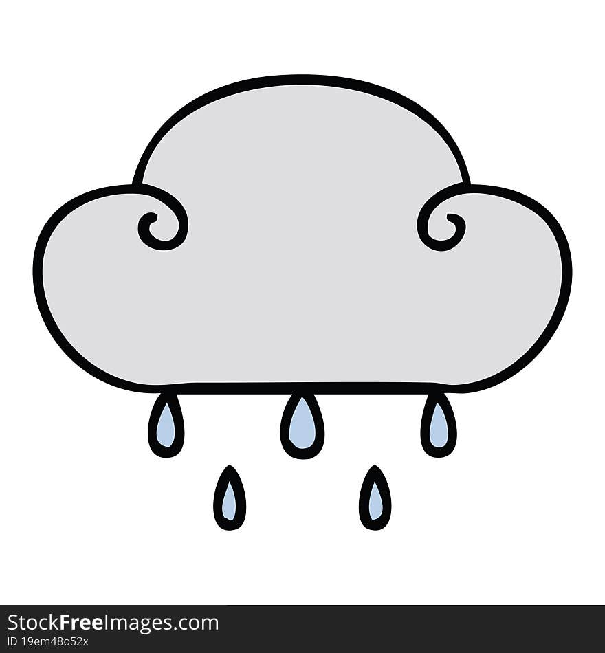 quirky hand drawn cartoon rain cloud