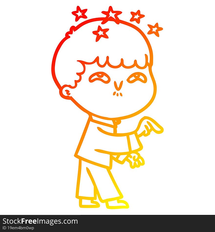 warm gradient line drawing cartoon amazed boy