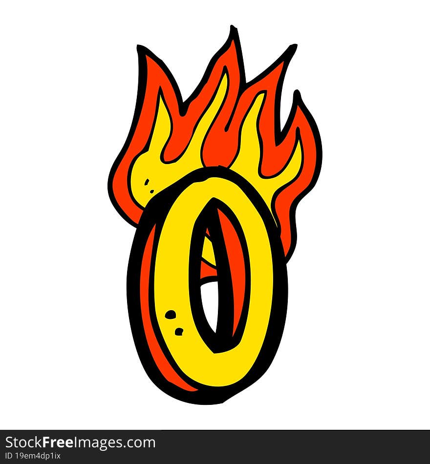 cartoon flaming letter