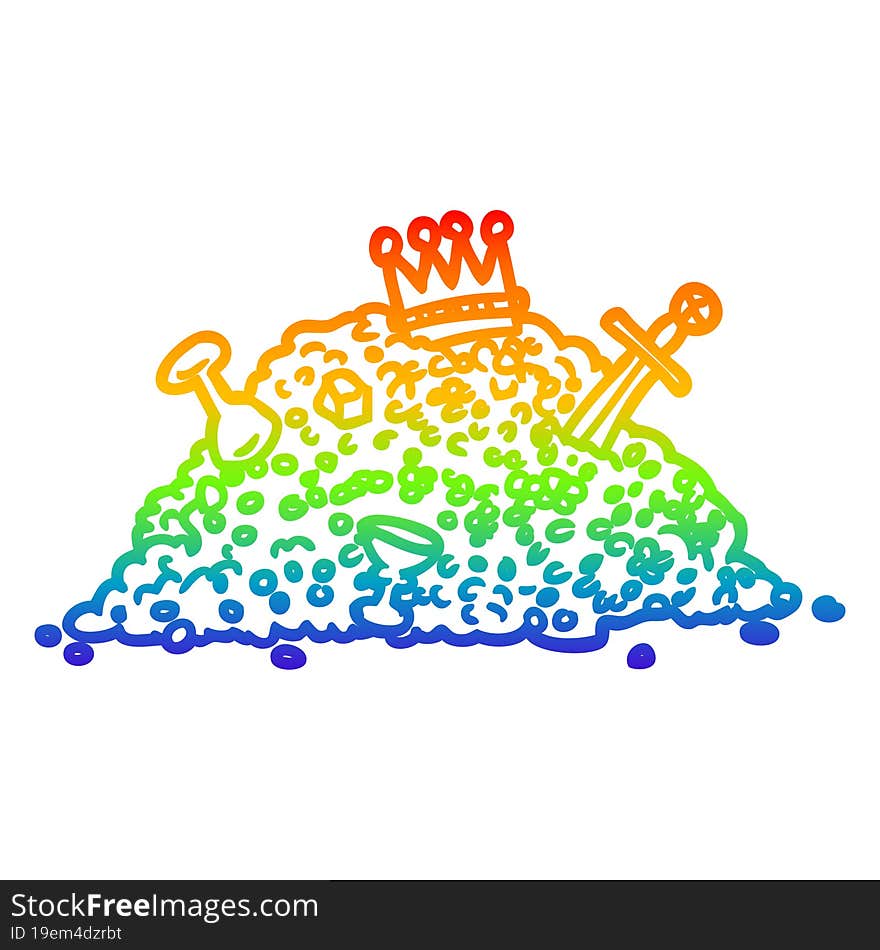 rainbow gradient line drawing of a ple of treasure