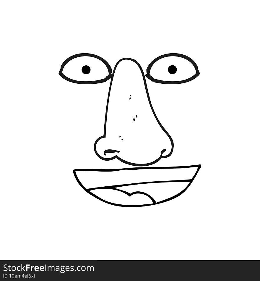 black and white cartoon facial features