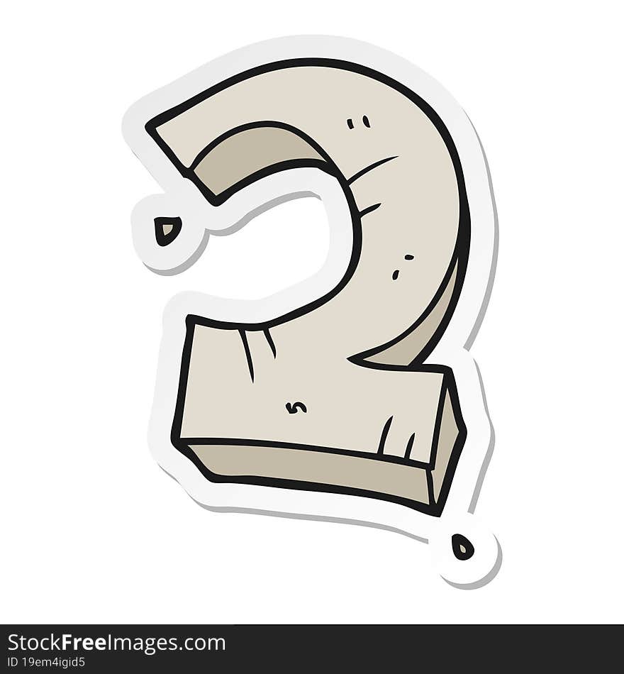 Sticker Of A Cartoon Stone Number Two